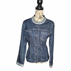 J Jill detailed denim jean jacket